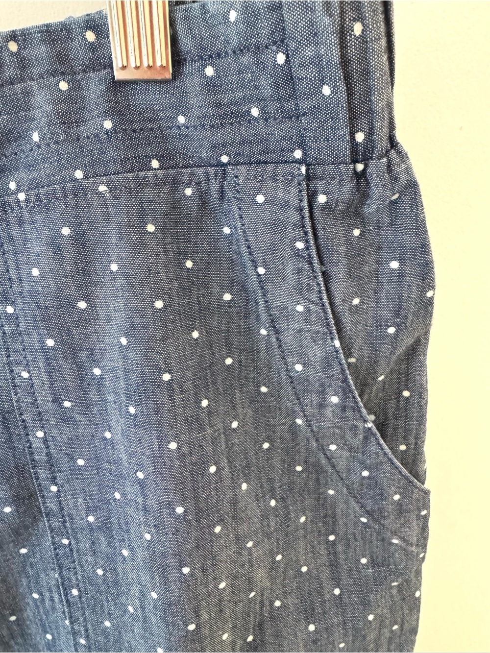 Talbots Women’s Plus Chambray Drawstring Shorts with Micro Dot Print - Picture 3 of 5
